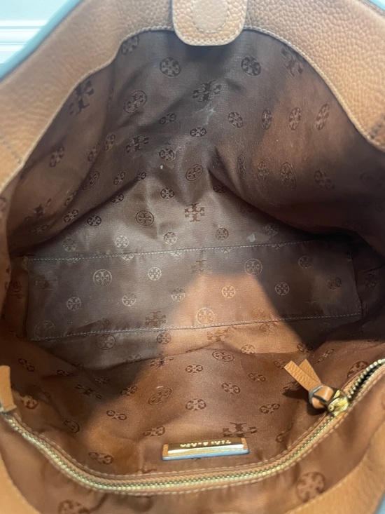 Tory Burch Thea Cognac Pebbled Leather Hobo Shoulder Bag with Tassel - Picture 5 of 10